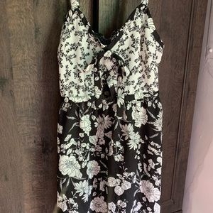 Small black and white, sleeveless floral dress